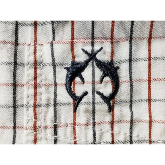 Campione Mens White Red Cross Striped Button Down Long Sleeve Dress Shirt Size M - Picture 3 of 7